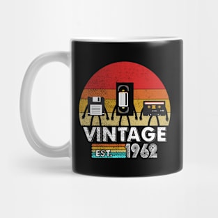 Vintage 1962 Floppy Disk VHS Cassette Tape 80s 90s birthday Mug